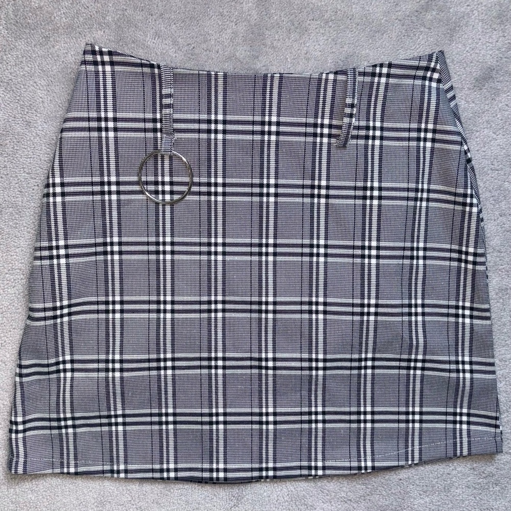 Yesstyle gray plaid checkered pencil tight bodycon mini skirt